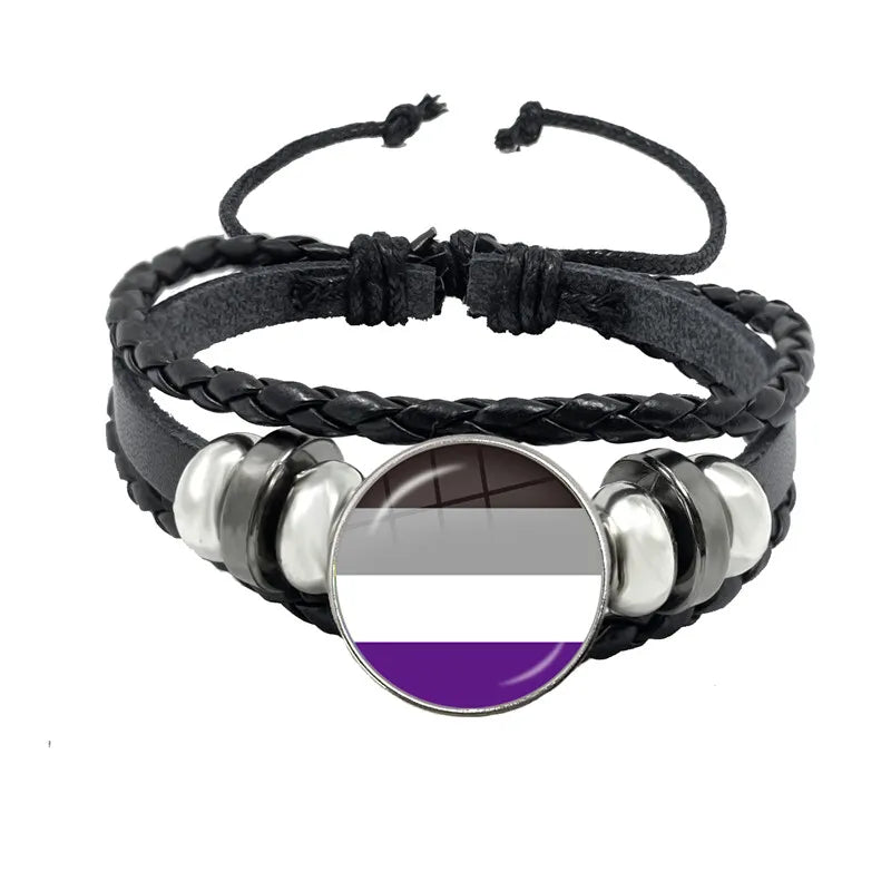 LGBT Black Weave Leather Bracelet