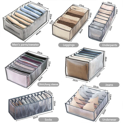 Jeans Compartment Storage Box – Mesh Drawer Divider for Closet & Clothes Organizer