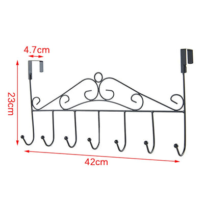 7-Hook Over-Door Metal Hanger – Iron Coat, Towel & Hat Storage Rack