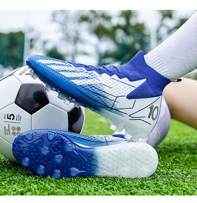 High-Top Soccer Boots – Durable TF/FG Professional Shoes, Non-Slip Cleats for Adults & Kids