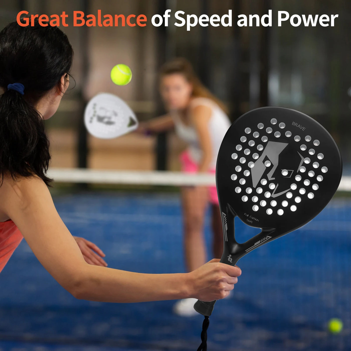 Lightweight Padel Tennis Rackets - Carbon Fiber with EVA Memory Foam Core