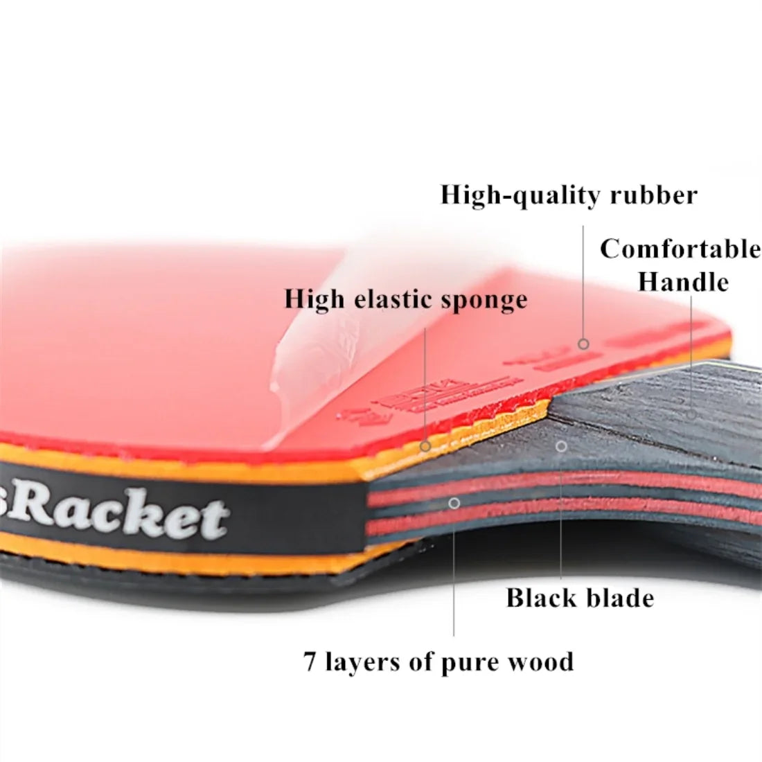 6-Star Table Tennis Racket Set - 2PCS Professional Paddle with Bag