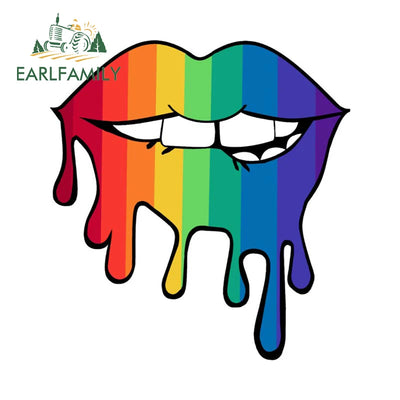 EARLFAMILY Rainbow Lips Gay Pride Car Sticker