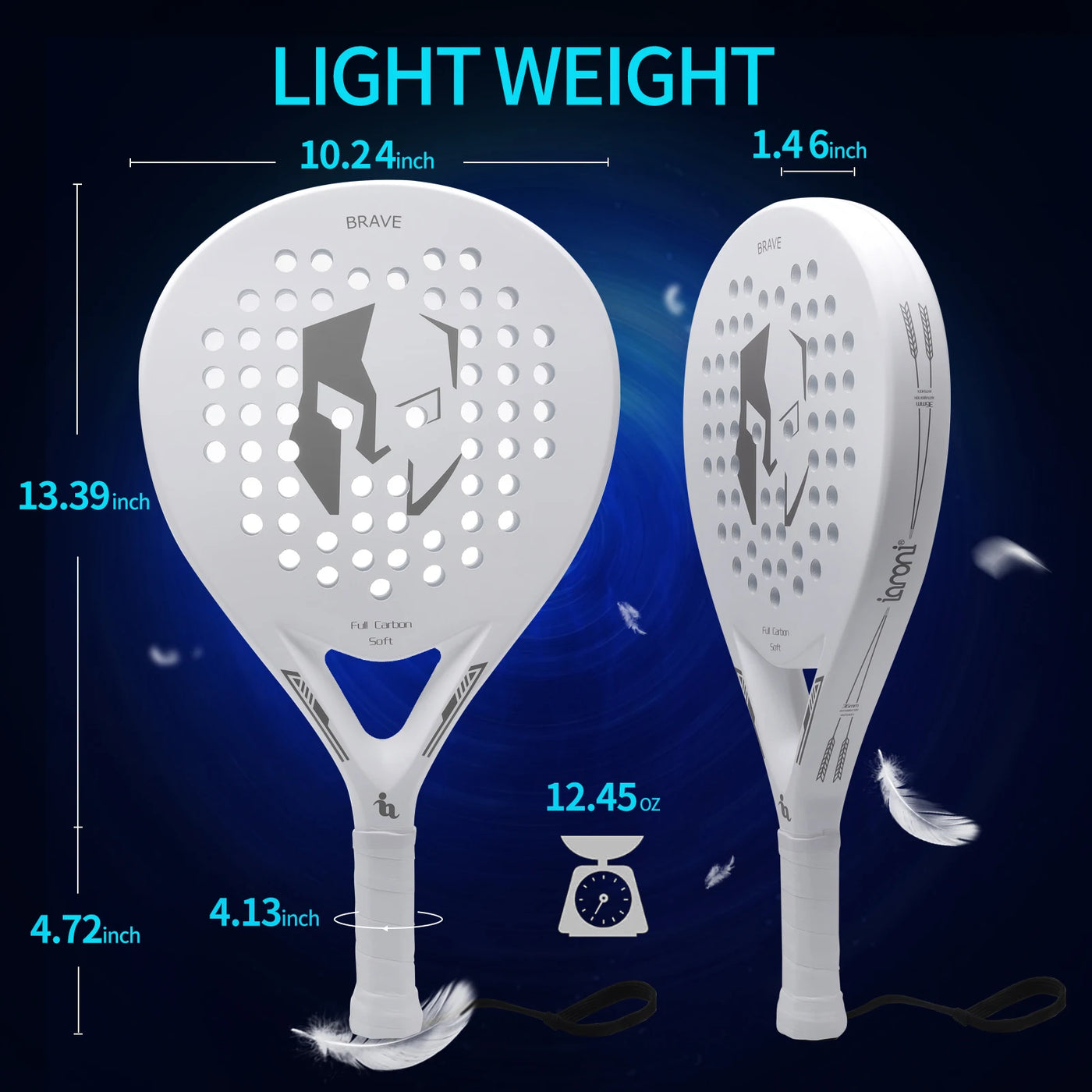 Lightweight Padel Tennis Rackets - Carbon Fiber with EVA Memory Foam Core