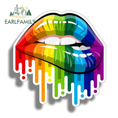 EARLFAMILY Rainbow Lips Gay Pride Car Sticker