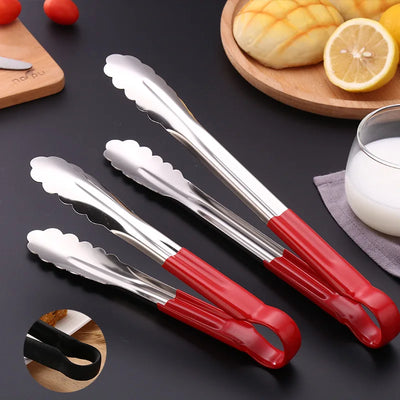 Stainless Steel Food Tongs - Pastry & Barbecue Clip with Anti-Scald Handle