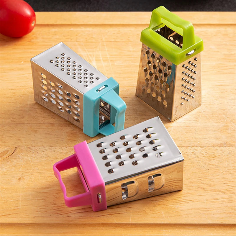 Stainless Steel Mini Four-Sided Grater - Cucumber, Cheese & Vegetable Cutter