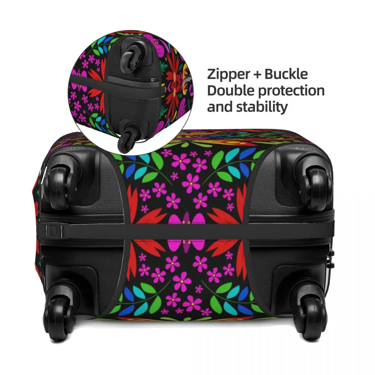 Custom Mexican Floral Luggage Cover Protector