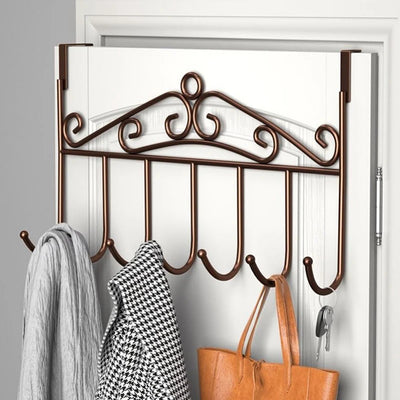 7-Hook Over-Door Metal Hanger – Iron Coat, Towel & Hat Storage Rack