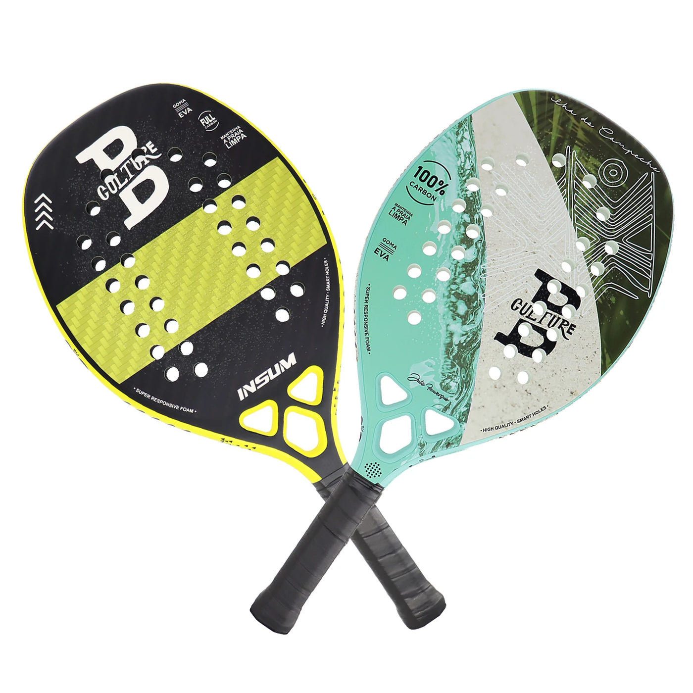 INSUM Beach Tennis Racket – 100% Carbon Fiber, EVA Soft, Round Surface for Men & Women