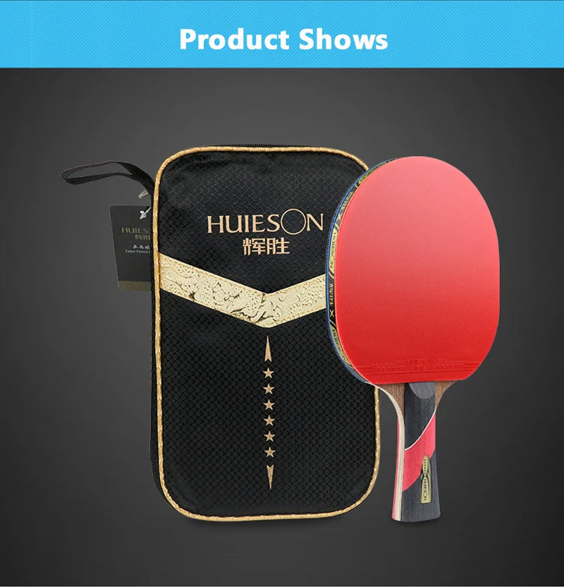 Huieson 5/6 Star Carbon Offensive Table Tennis Racket with Cover