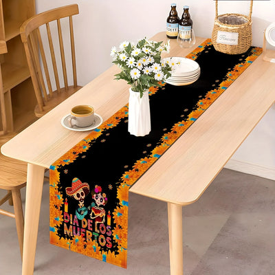 Mexican Day of the Dead Sugar Skull Table Runner