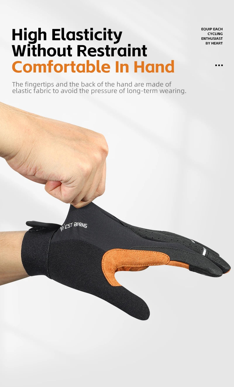 WEST BIKING Men’s Full Finger Bicycle Gloves - Non-Slip Cycling & Gym Sports Gloves