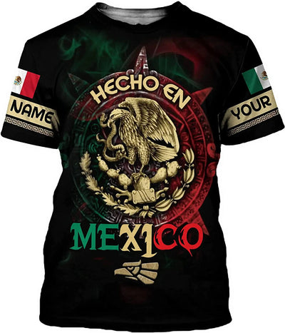 Personalized Mexico Flag Print T-Shirt