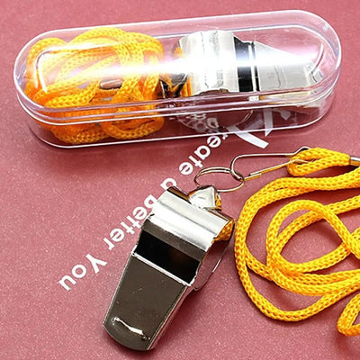 Loud Metal Whistle – Professional Stainless Steel Sport Whistle for Soccer & Referees, Comes with Rope